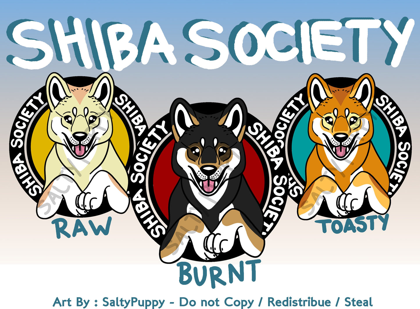 Shiba Society Original Artwork Embroidered 4"x4" Patch Dog Lover Inu Fan Raw, , Burnt and Toasty !