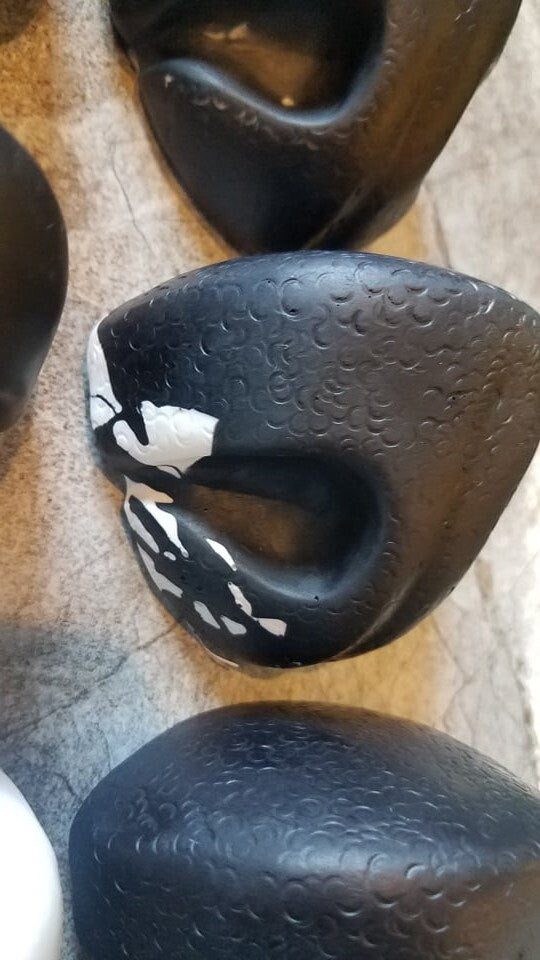 Resin Toony Canine Nose PREMADE READY to SHIP! - Black / White Mix Fursuit Head Part Hand Cast Hollow K9 Large Prop Cosplay Halloween