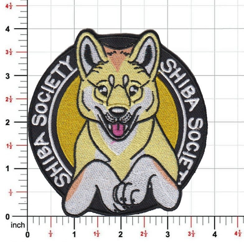 Shiba Society Original Artwork Embroidered 4"x4" Patch Dog Lover Inu Fan Raw, , Burnt and Toasty !