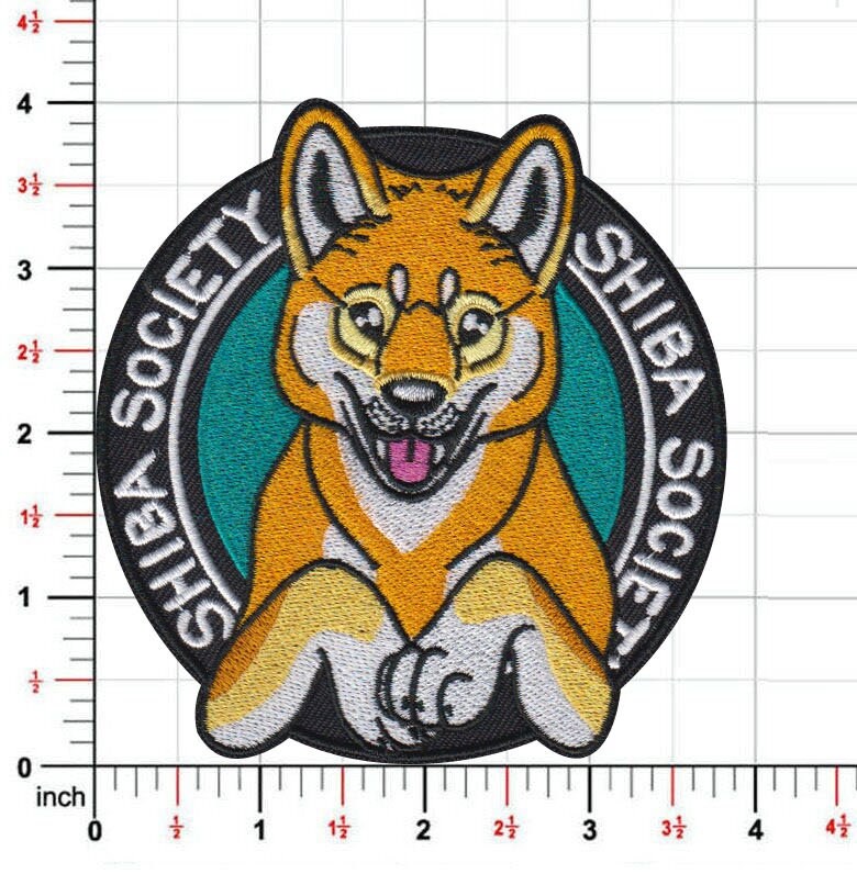 Shiba Society Original Artwork Embroidered 4"x4" Patch Dog Lover Inu Fan Raw, , Burnt and Toasty !