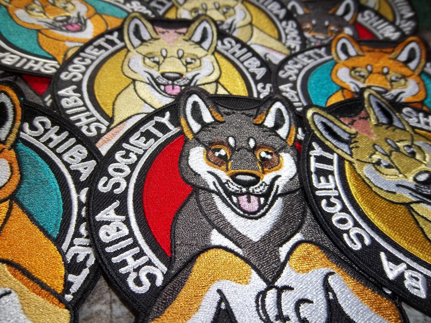 Shiba Society Original Artwork Embroidered 4"x4" Patch Dog Lover Inu Fan Raw, , Burnt and Toasty !