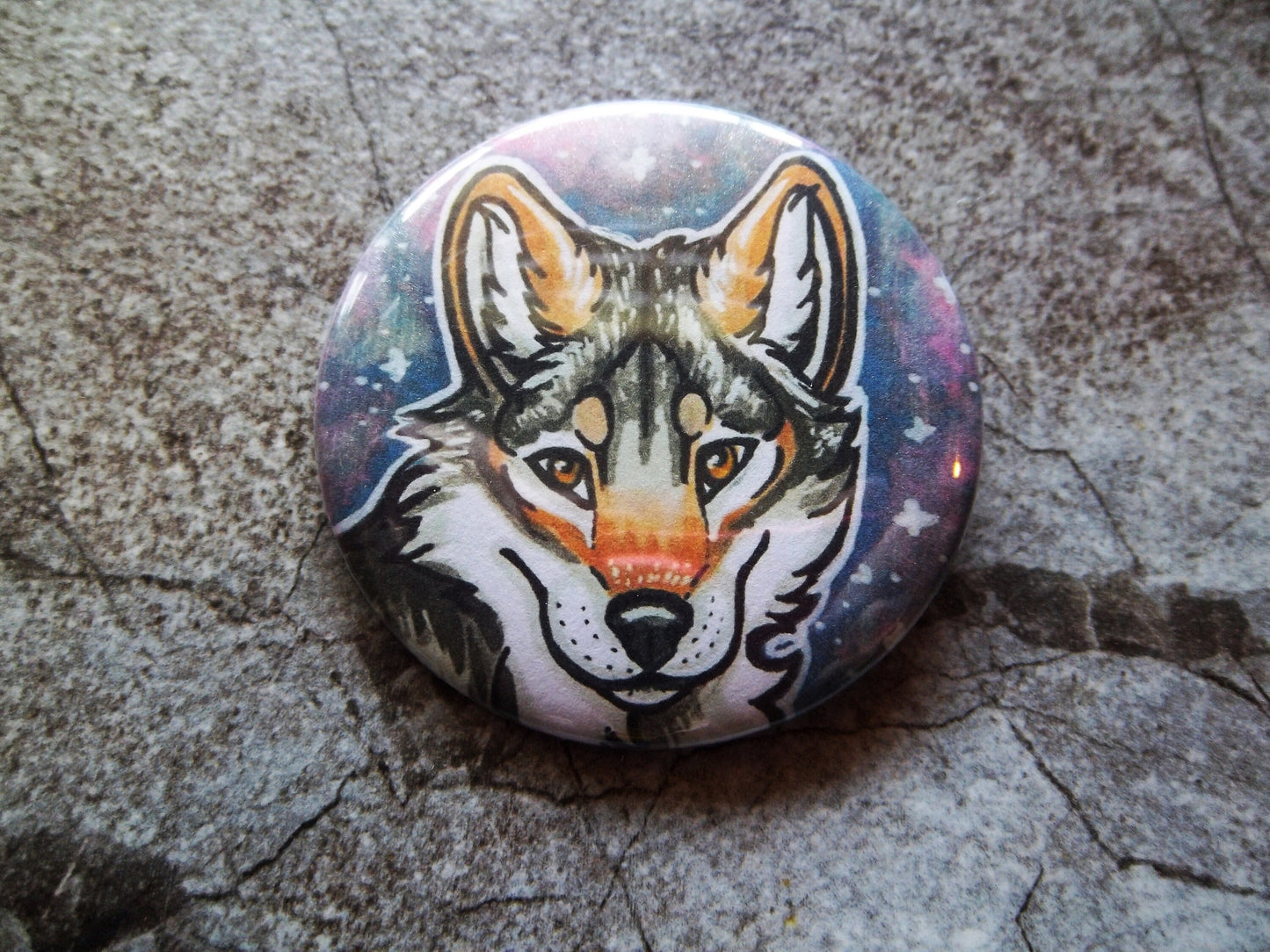 Galaxy Animal Furry Button, 2.25" Metal Pin Back