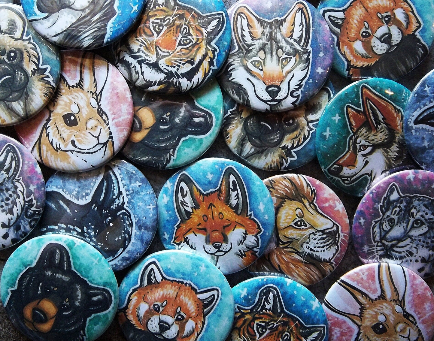 Galaxy Animal Furry Button, 2.25" Metal Pin Back