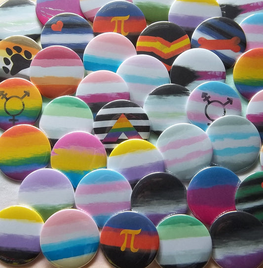 2.25 " LGBTQIAP+ Buttons - Pronouns, Flags,  Pride, and MANY MORE!