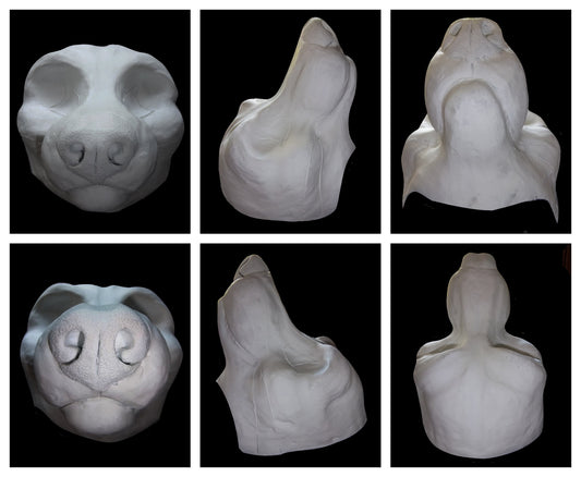 Semi Realistic Canine Mask Blanks (Jawsets available), Fursuit Head Resin Base K9