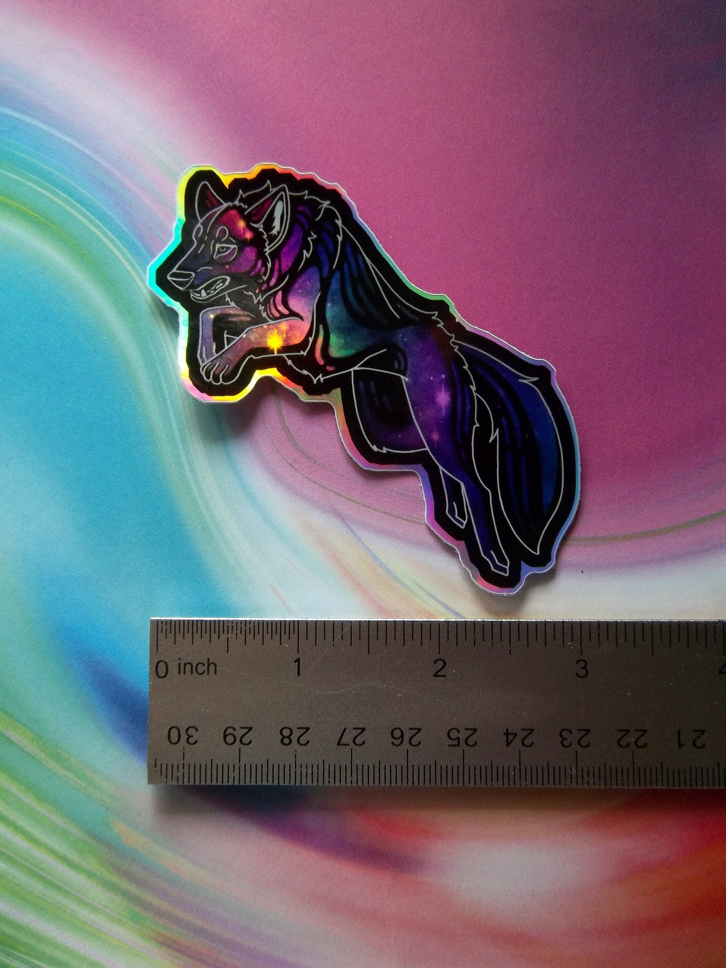 Galaxy Wolf Sticker - 3" Holo Vinyl