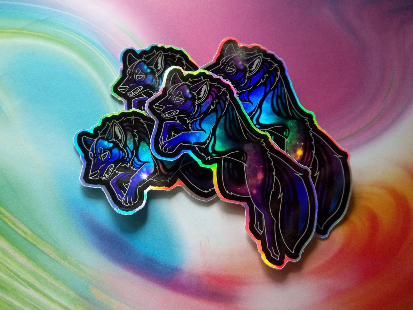 Galaxy Wolf Sticker - 3" Holo Vinyl