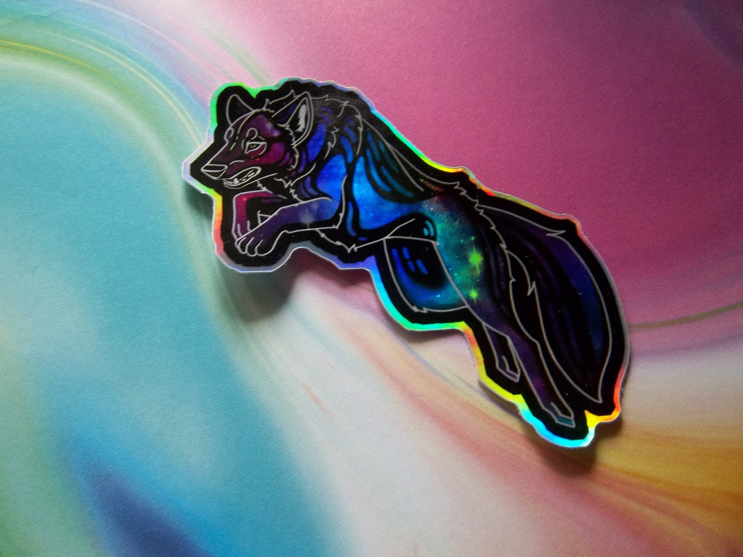 Galaxy Wolf Sticker - 3" Holo Vinyl