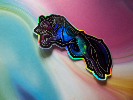 Galaxy Wolf Sticker - 3" Holo Vinyl