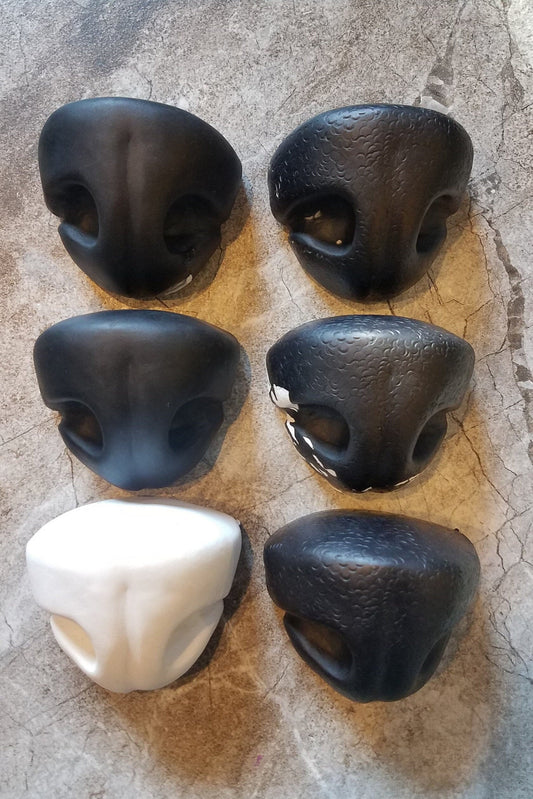 Resin Toony Canine Nose PREMADE READY to SHIP! - Black / White Mix  Fursuit Head Part Hand Cast Hollow K9 Large Prop Cosplay Halloween