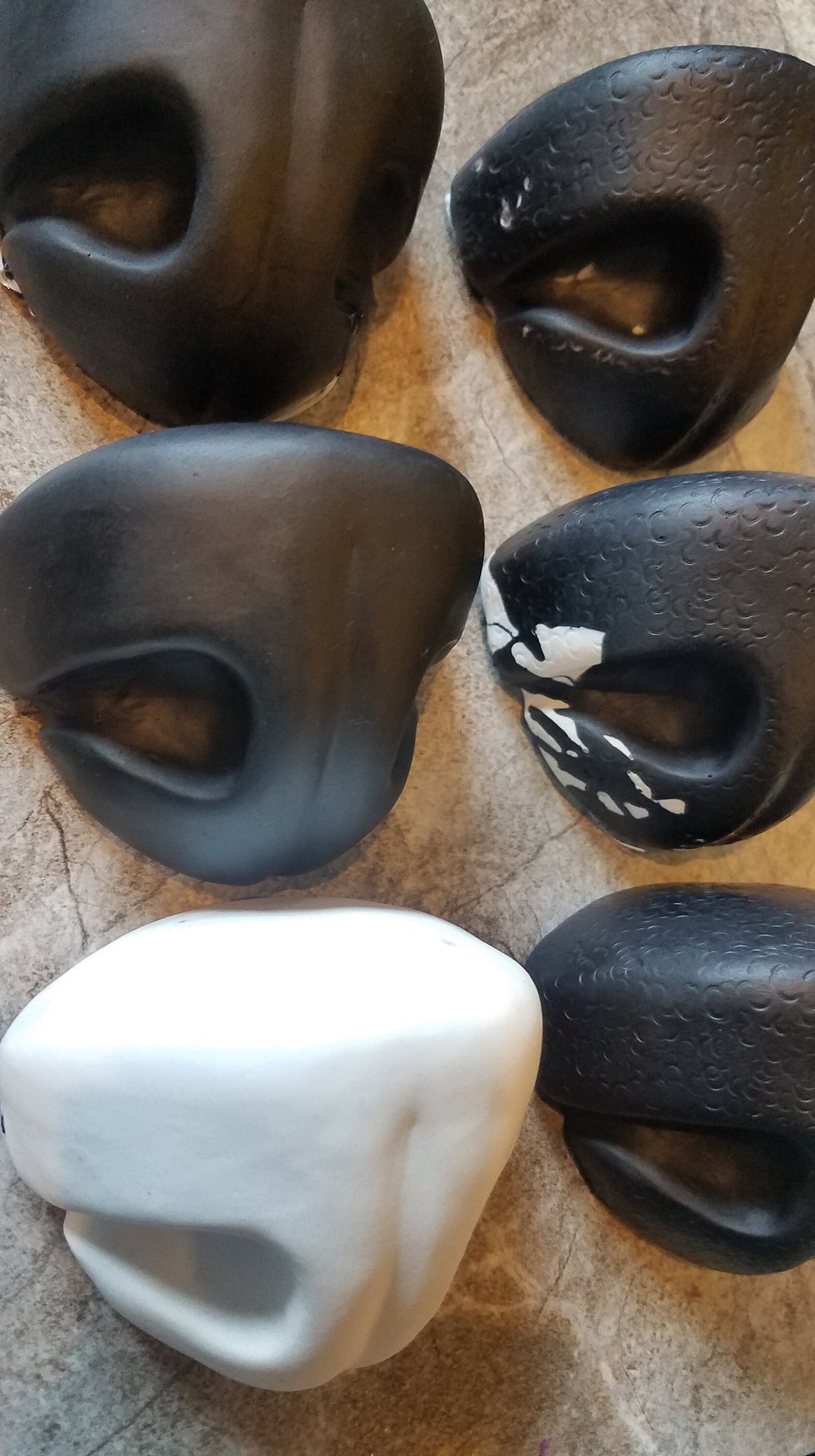 Resin Toony Canine Nose PREMADE READY to SHIP! - Black / White Mix  Fursuit Head Part Hand Cast Hollow K9 Large Prop Cosplay Halloween