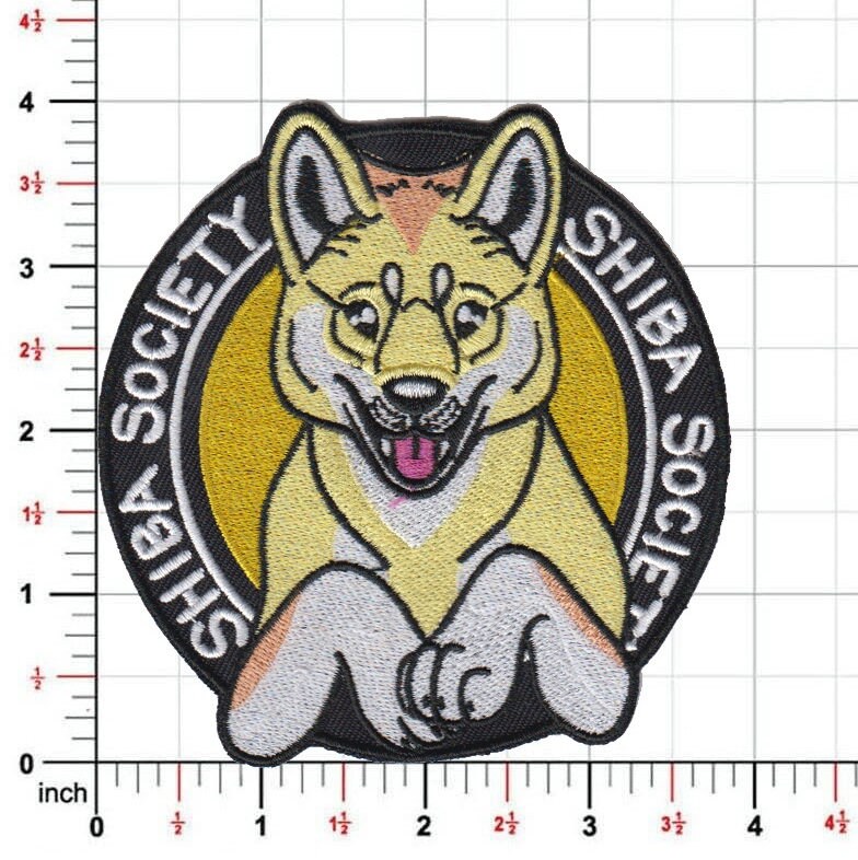 Shiba Society Patch Original Artwork Embroidered 4"x4" Patch Dog Lover Inu Fan Raw, , Burnt and Toasty !