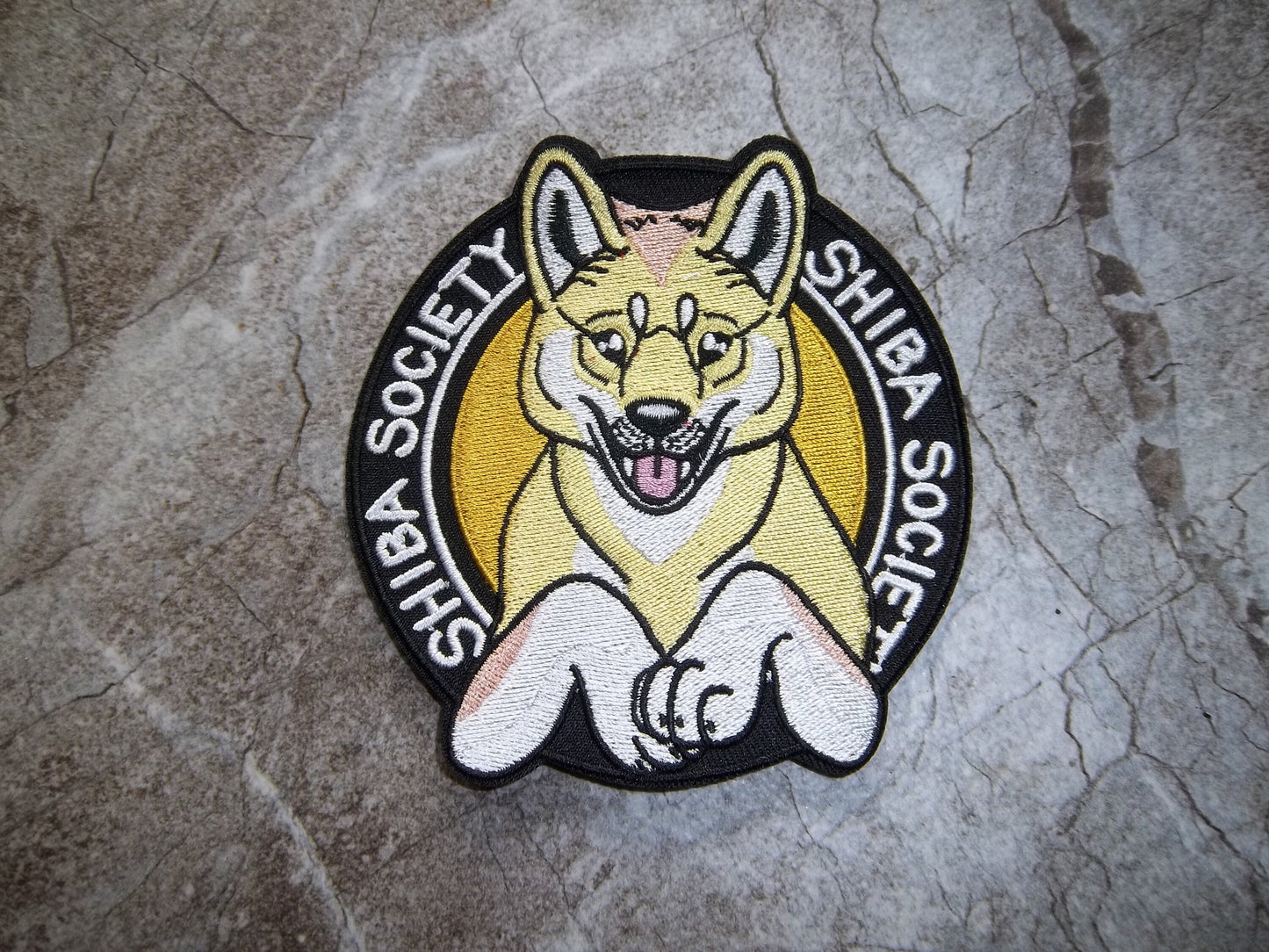 Shiba Society Patch Original Artwork Embroidered 4"x4" Patch Dog Lover Inu Fan Raw, , Burnt and Toasty !