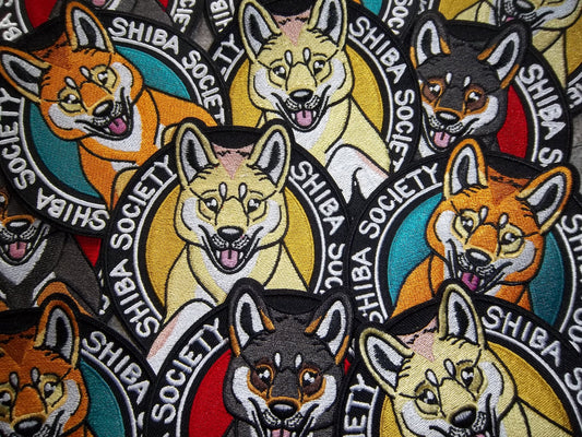 Shiba Society Original Artwork Embroidered 4"x4" Patch Dog Lover Inu Fan Raw, , Burnt and Toasty !