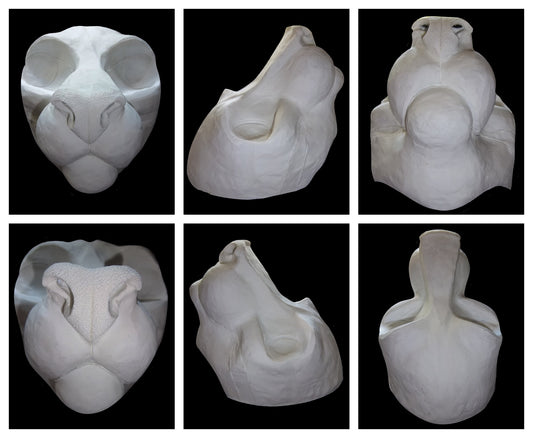 Semi Realistic Feline Mask Blanks (Jawset available), Fursuit Head Base Costume Mask Larp Fest