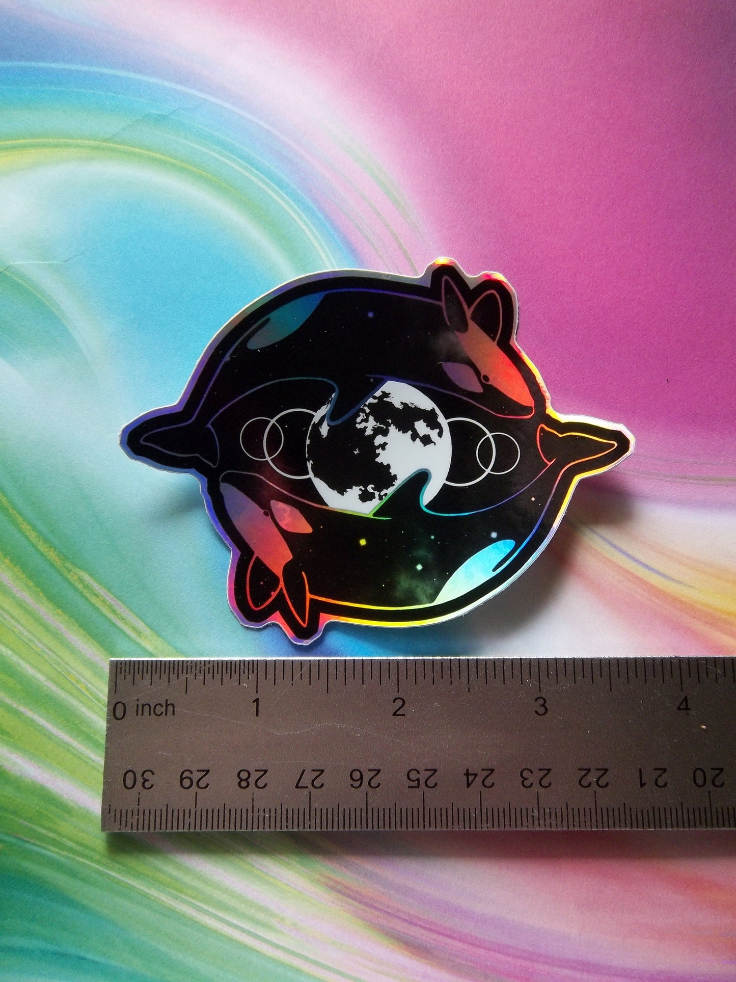 Orca Space Whales Sticker - 3" Holo Vinyl