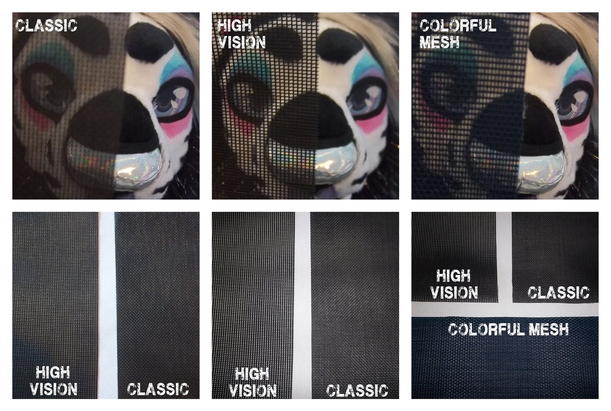 Fursuit / Costume Eye Mesh (Lots of Colors!) - Waterproof Durable Canvas / Perforated Mesh - 8.5x11 - NO TRACKING